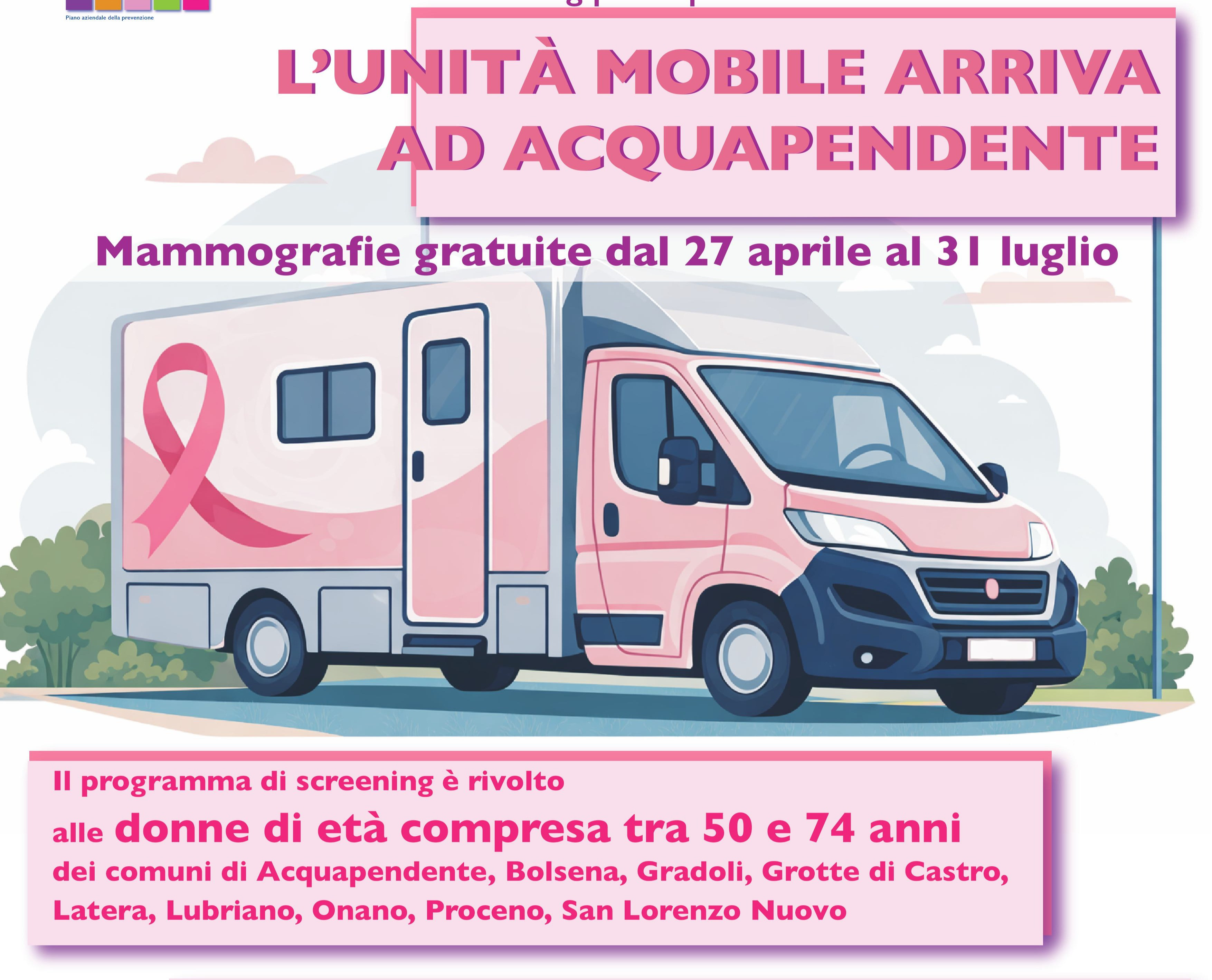 Screening mammografico: l’unità mobile arriva ad Acquapendente