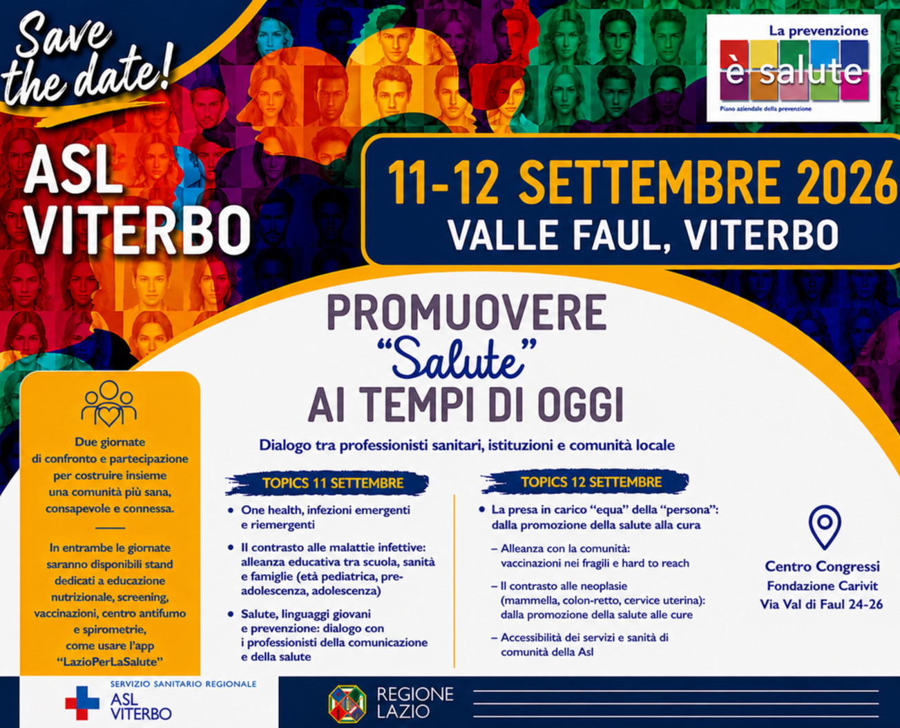Promuovere "Salute" ai tempi di oggi: due giornate di confronto per mettere la prevenzione sempre più al centro della comunità